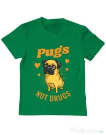 Tricou ADLER copil Pugs not drugs Verde mediu