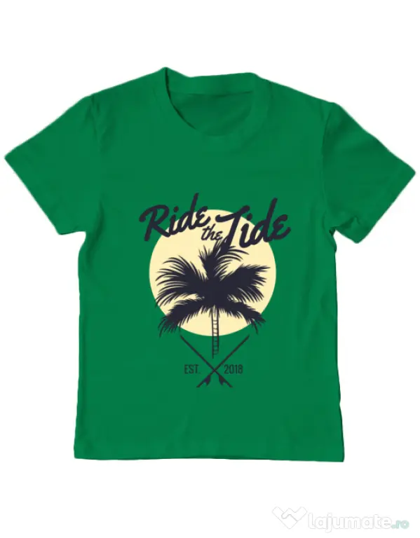 Tricou ADLER copil Ride the tide Verde mediu
