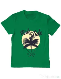 Tricou ADLER copil Ride the tide Verde mediu