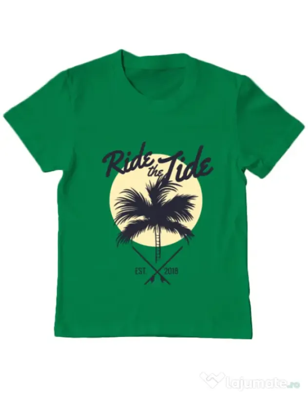 Tricou ADLER copil Ride the tide Verde mediu