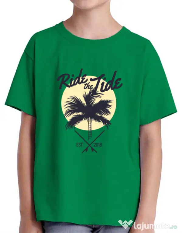 Tricou ADLER copil Ride the tide Verde mediu