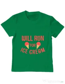 Tricou ADLER copil Running for ice cream Verde mediu