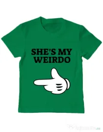 Tricou ADLER copil She's my weirdo Verde mediu