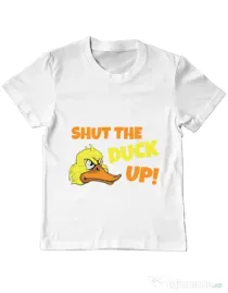 Tricou ADLER copil Shut the duck up Alb