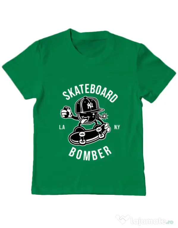 Tricou ADLER copil Skateboard Bomber Verde mediu