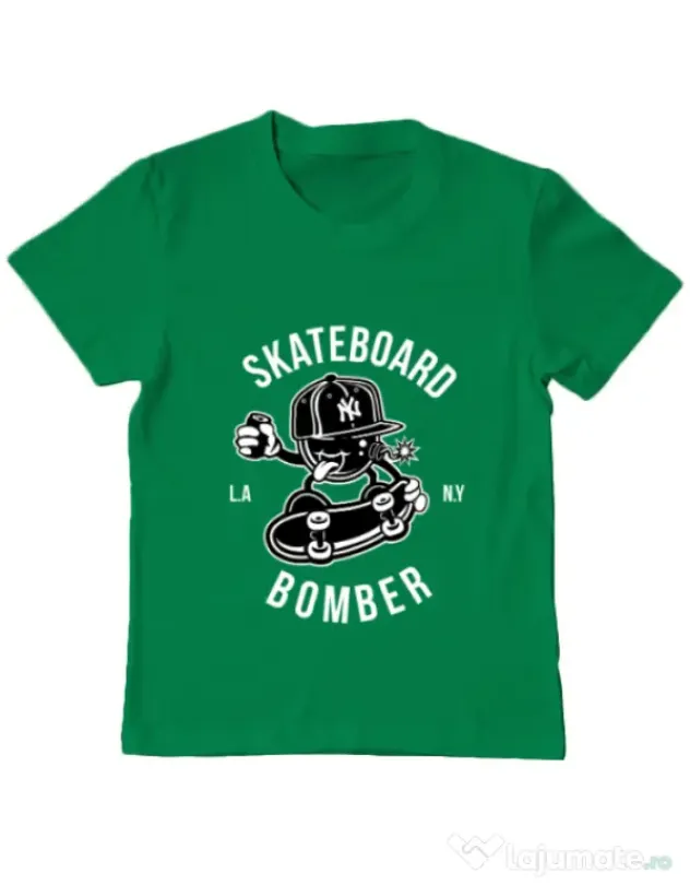 Tricou ADLER copil Skateboard Bomber Verde mediu