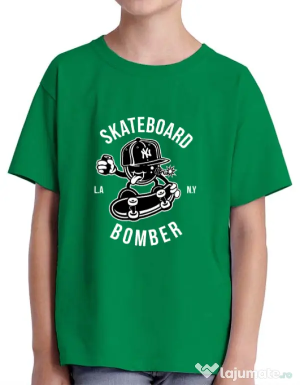 Tricou ADLER copil Skateboard Bomber Verde mediu