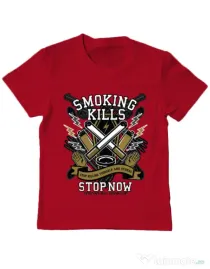 Tricou ADLER copil Smoking Kills Rosu