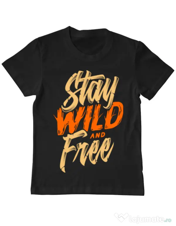Tricou ADLER copil Stay Wild and Free Negru