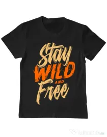 Tricou ADLER copil Stay Wild and Free Negru