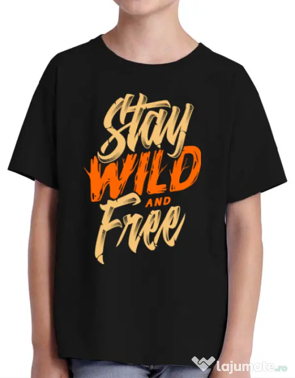 Tricou ADLER copil Stay Wild and Free Negru