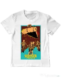 Tricou ADLER copil Stranger pizza Alb