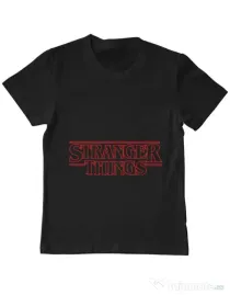Tricou ADLER copil Stranger things outline Negru