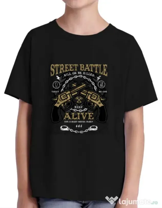 Tricou ADLER copil Street Battle Negru