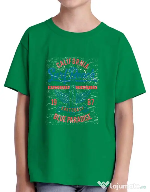 Tricou ADLER copil Surf Beach Verde mediu