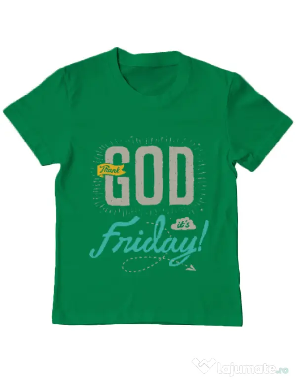 Tricou ADLER copil Thank GOD its Friday Verde mediu
