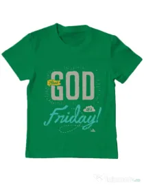 Tricou ADLER copil Thank GOD its Friday Verde mediu