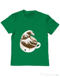 Tricou ADLER copil The Great Wave off Coffee Verde mediu