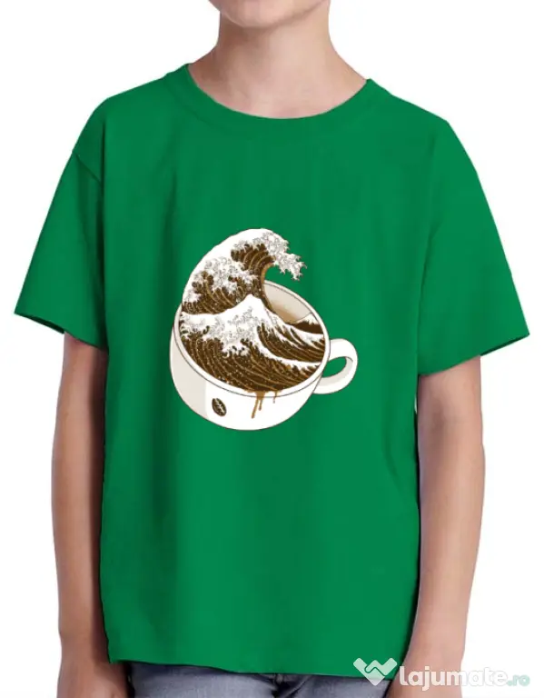 Tricou ADLER copil The Great Wave off Coffee Verde mediu
