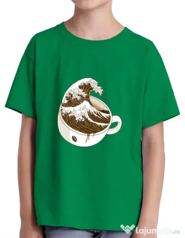 Tricou ADLER copil The Great Wave off Coffee Verde mediu