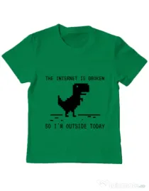 Tricou ADLER copil The internet is broken Verde mediu