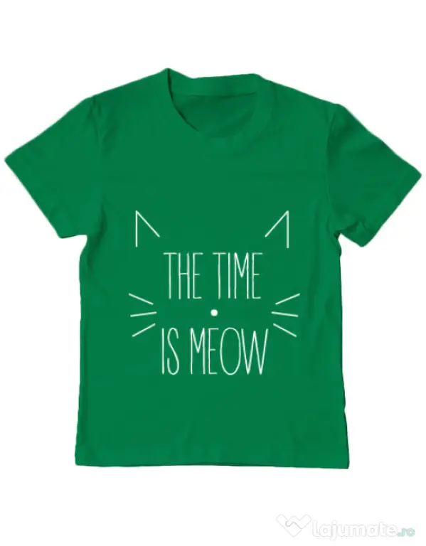 Tricou ADLER copil The time is meow Verde mediu