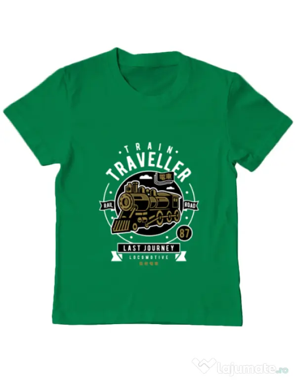 Tricou ADLER copil Train Traveller Verde mediu