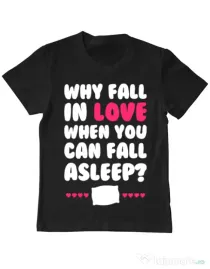 Tricou ADLER copil Why fall in love Negru