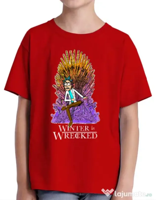Tricou ADLER copil Winter is wrecked Rosu