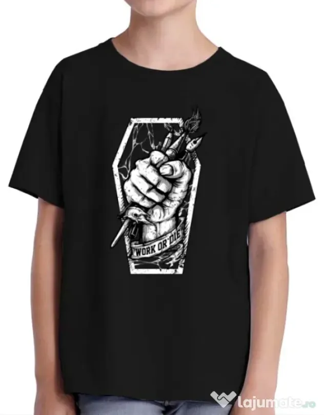 Tricou ADLER copil Work or Die Negru