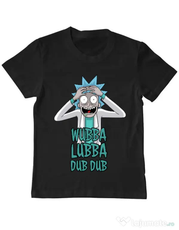 Tricou ADLER copil Wubba Lubba Dub Dub Negru