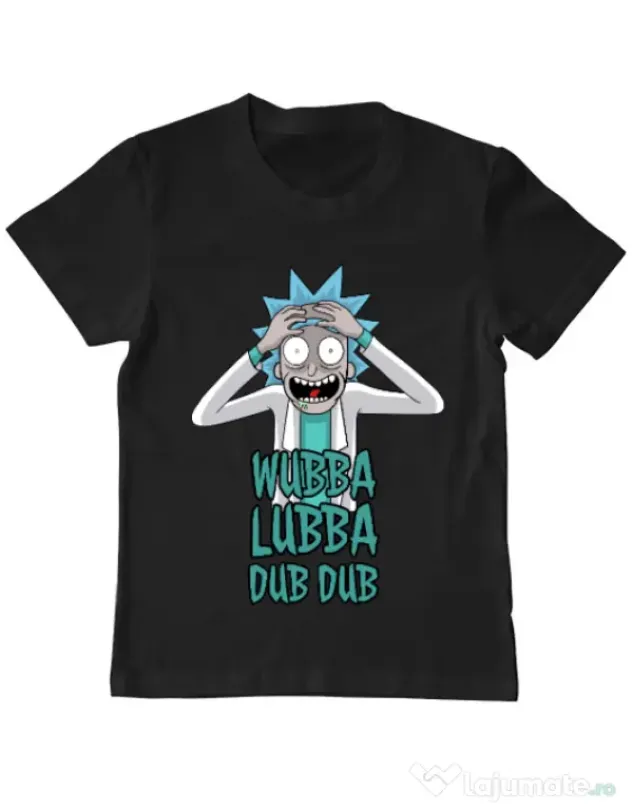 Tricou ADLER copil Wubba Lubba Dub Dub Negru