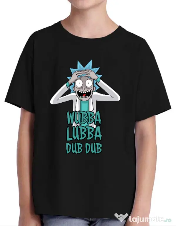 Tricou ADLER copil Wubba Lubba Dub Dub Negru