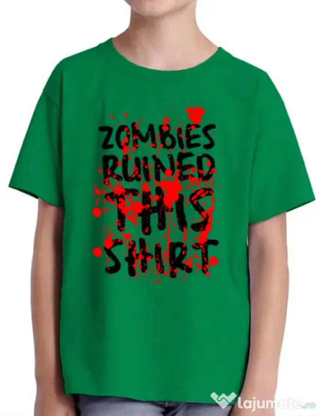 Tricou ADLER copil Zombies Verde mediu