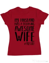 Tricou ADLER dama Awesome wife Rosu