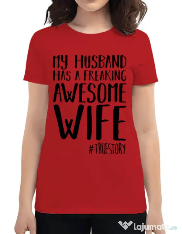 Tricou ADLER dama Awesome wife Rosu