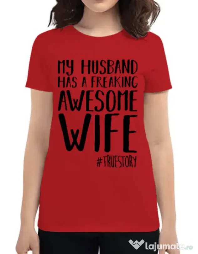 Tricou ADLER dama Awesome wife Rosu