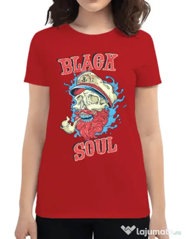 Tricou ADLER dama Black soul Rosu