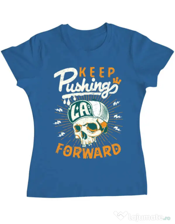 Tricou ADLER dama Keep pushing Albastru azuriu