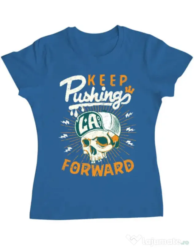 Tricou ADLER dama Keep pushing Albastru azuriu