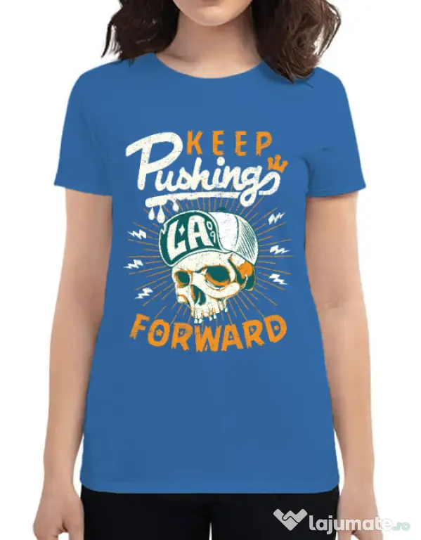 Tricou ADLER dama Keep pushing Albastru azuriu