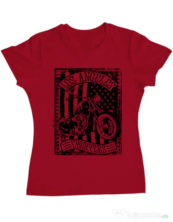 Tricou ADLER dama Flag and bike Rosu