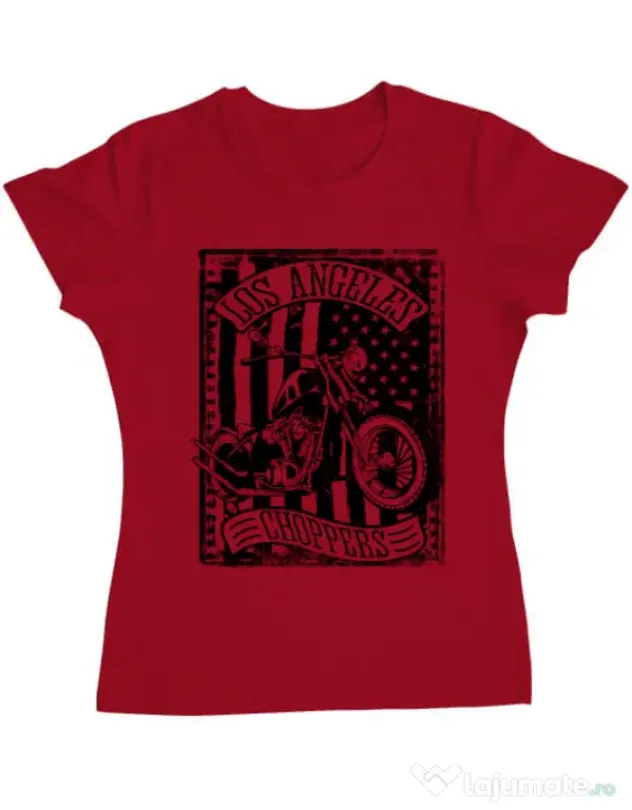 Tricou ADLER dama Flag and bike Rosu