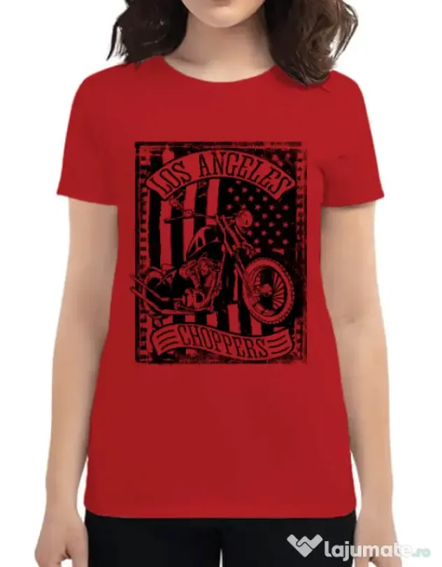 Tricou ADLER dama Flag and bike Rosu