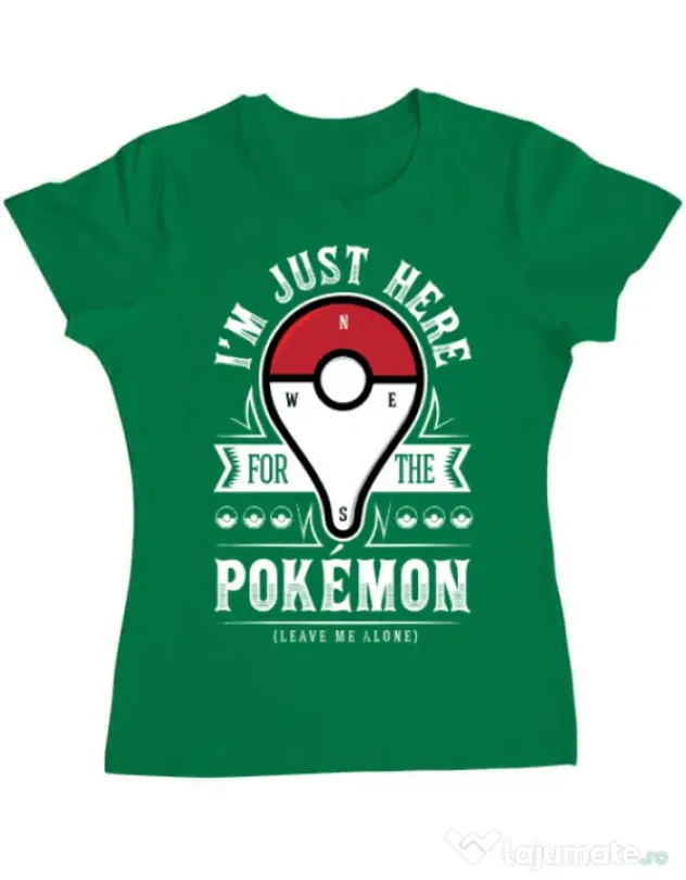 Tricou ADLER dama Here for the Pokemon Verde mediu