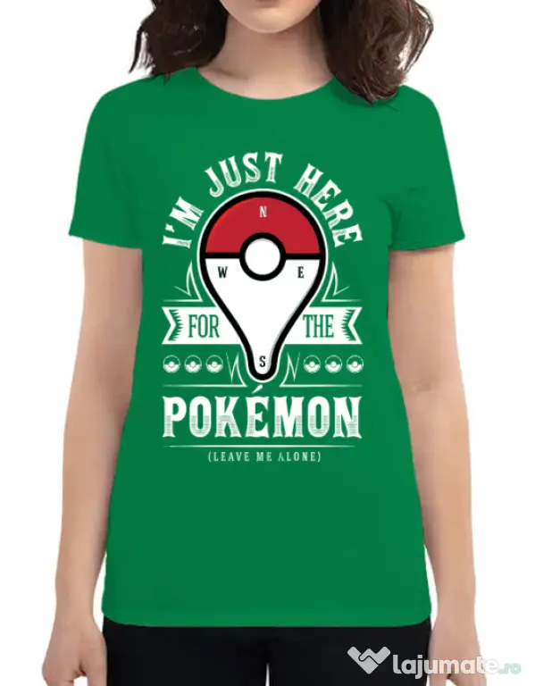 Tricou ADLER dama Here for the Pokemon Verde mediu