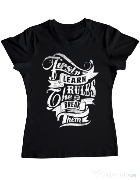 Tricou ADLER dama Learn the rules Negru