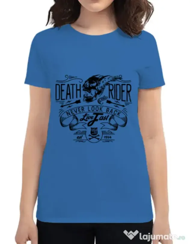 Tricou ADLER dama Never look back Albastru azuriu