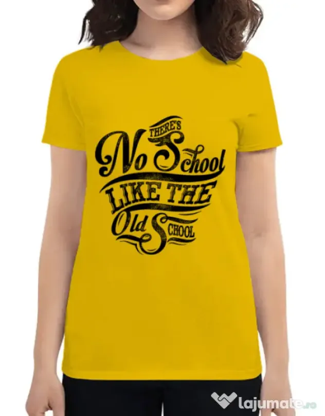 Tricou ADLER dama Old school typography Galben