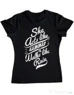 Tricou ADLER dama She acts like summer Negru